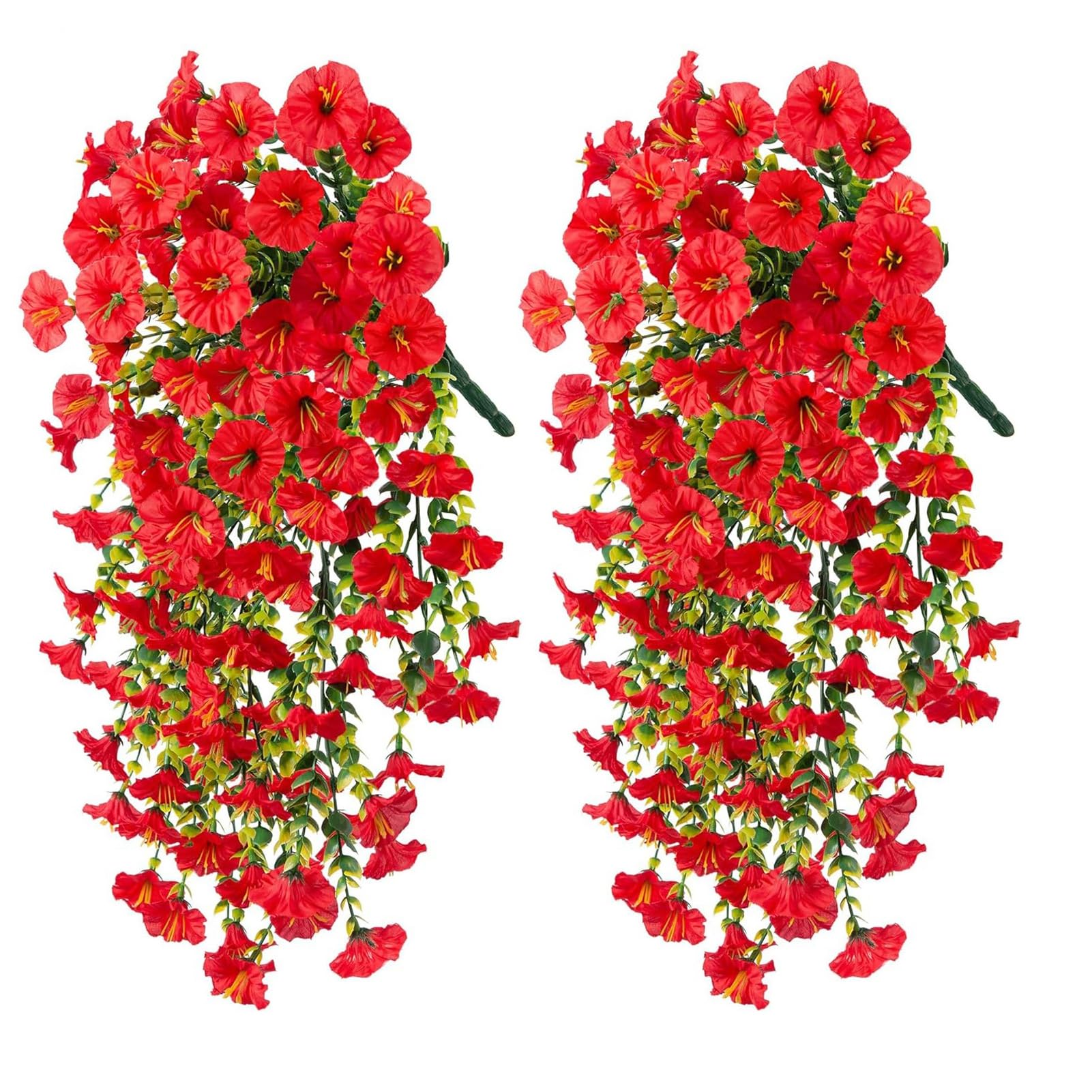 matumou 2 Pcs Artificial Hanging Petunia Flowers UV Resistant Faux Flowers Reusable Simulated Petunias for Outdoors Festive Wedding Party