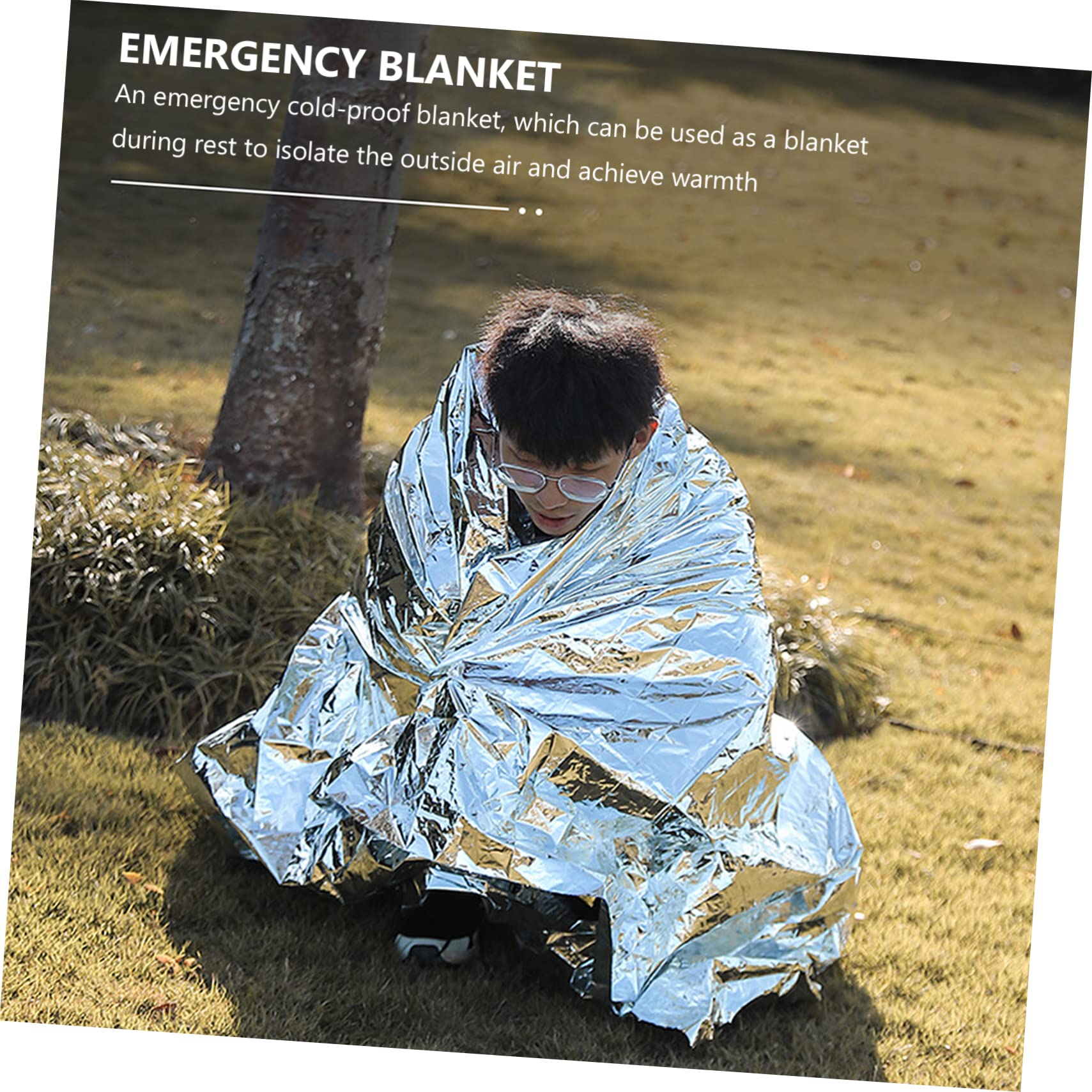HONMEET 1pc Emergency Thermal Survival Blanket Outdoor Aluminum Foil Insulation Wrap Lightweight Compact Retains Body Heat for Hiking Camping Emergency Situations