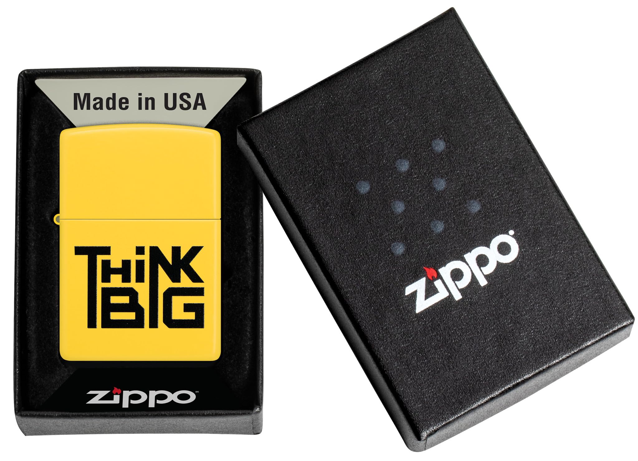 Zippo Briquet Tempête - Think Big Design - Rechargeable - Coffret Cadeau - Métal - Fabriqué aux USA, Jaune