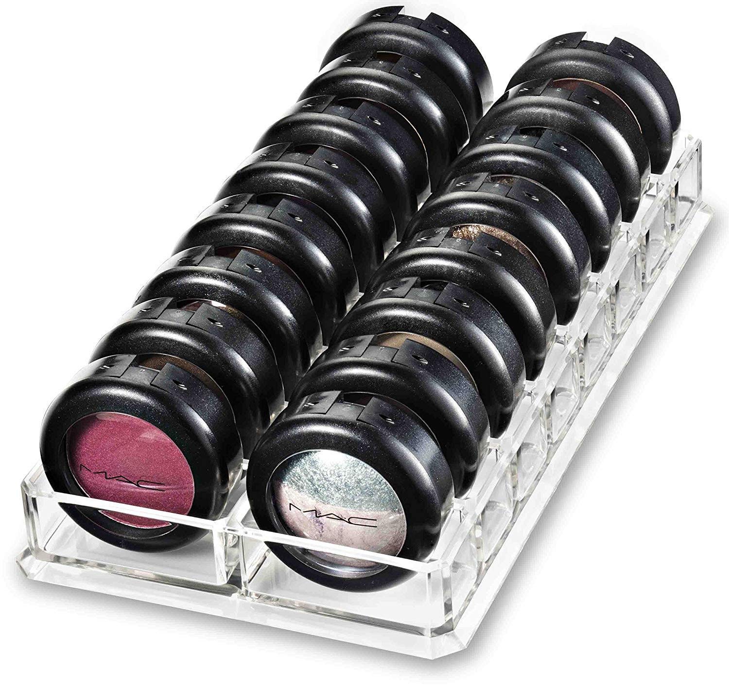 Acrylic Eyeshadow Makeup Organizer | 16 Space Cosmetic Storage (CLEAR)