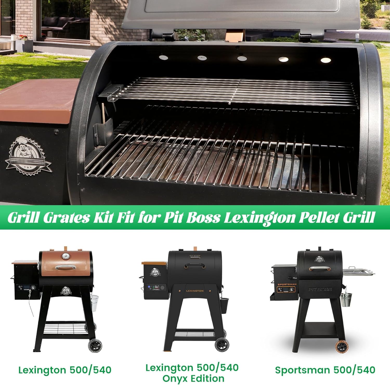 Warming Rack for Pit Boss Lexington Grill Cooking Grates Upper Grid Pitboss 500 540 Series Wood Pellet Smoker Replacement Parts Stainless Steel Grilling BBQ Accessory