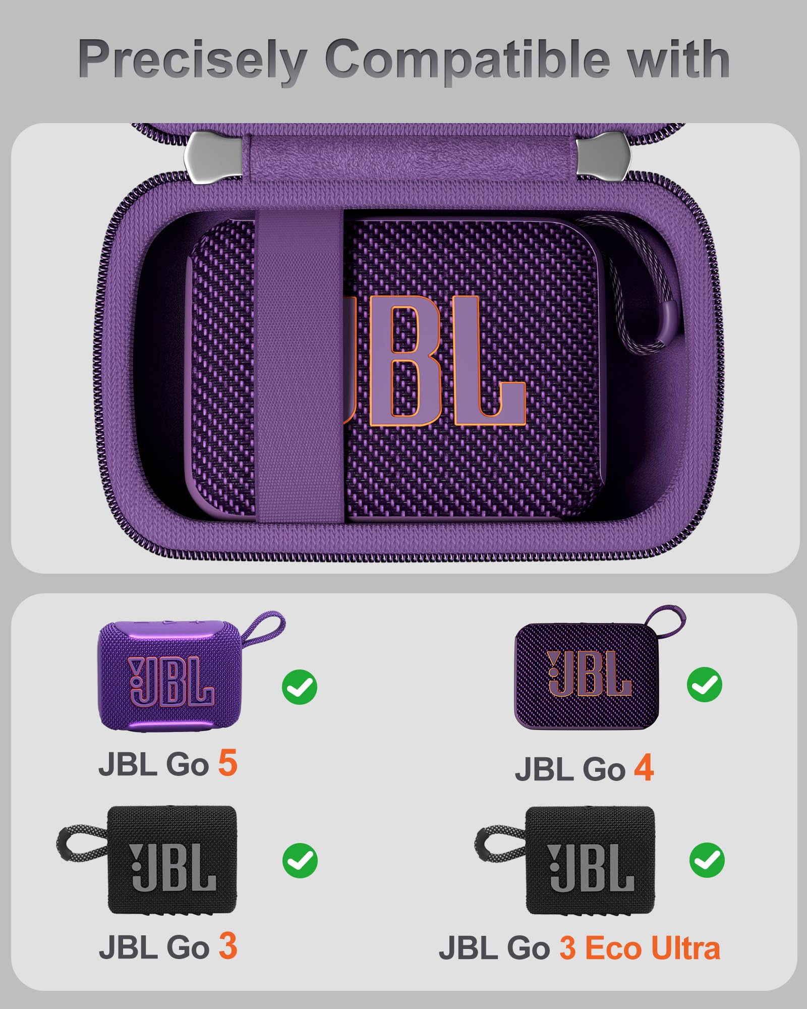 ProCase Custodia da Viaggio per JBL Go 4 /Go 3/Eco Ultra/Go Essential 2, Custodia Protettiva per JBL Mini con Taschino Rete e Cinturino -Viola