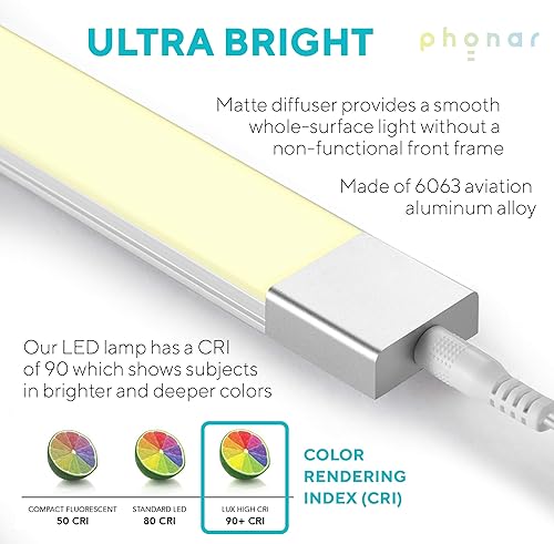 Miniatura 5 de phonar Paquete de 2 lámparas LED de iluminación debajo del gabinete de 24 pulgadas para cocina, armario, luz LED de color variable debajo del