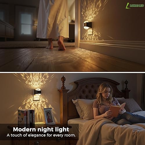 Miniatura 7 de L LOHAS LED Luz nocturna con proyector, luz nocturna enchufable con sensor de anochecer a amanecer, blanco suave de 3000 K, brillo ajustable, luz