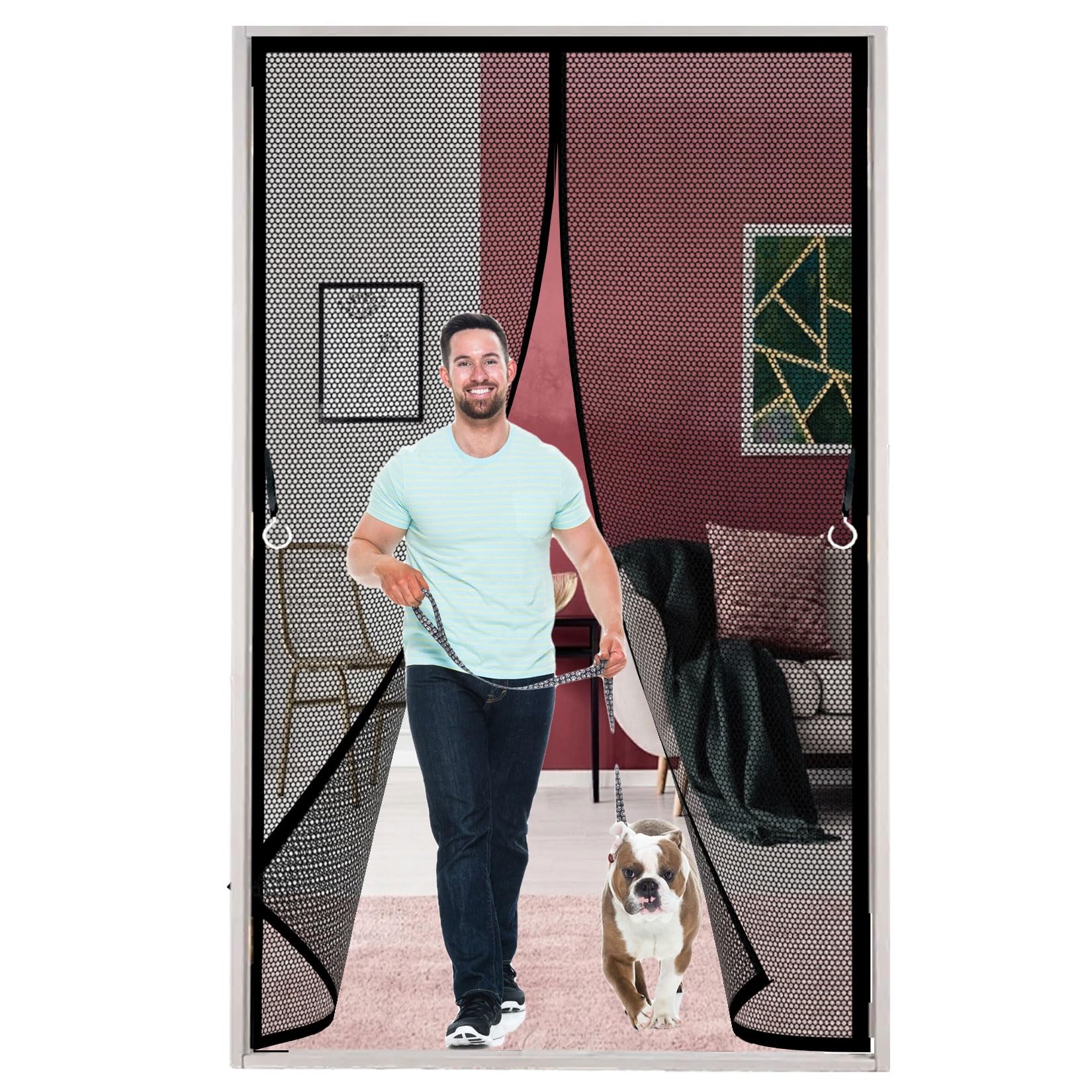 Liujyuan Black Magnetic Fly Screen Door 73 X 243 Cm Powerful Magnets, Self-Sealing, Polyester Screen Mesh Curtain Without Drilling, Heavy Duty For Keeping Out Flies,
