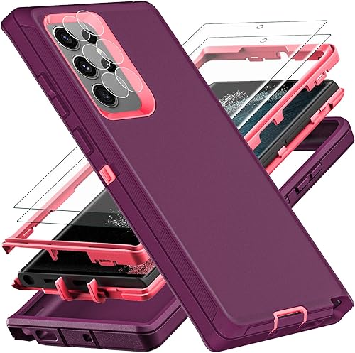 Miniatura 7 de YKHJKLEC Funda para Samsung Galaxy S22 Ultra, grado militar, a prueba de golpes, caídas y polvo, con 2 protectores de pantalla de TPU flexible