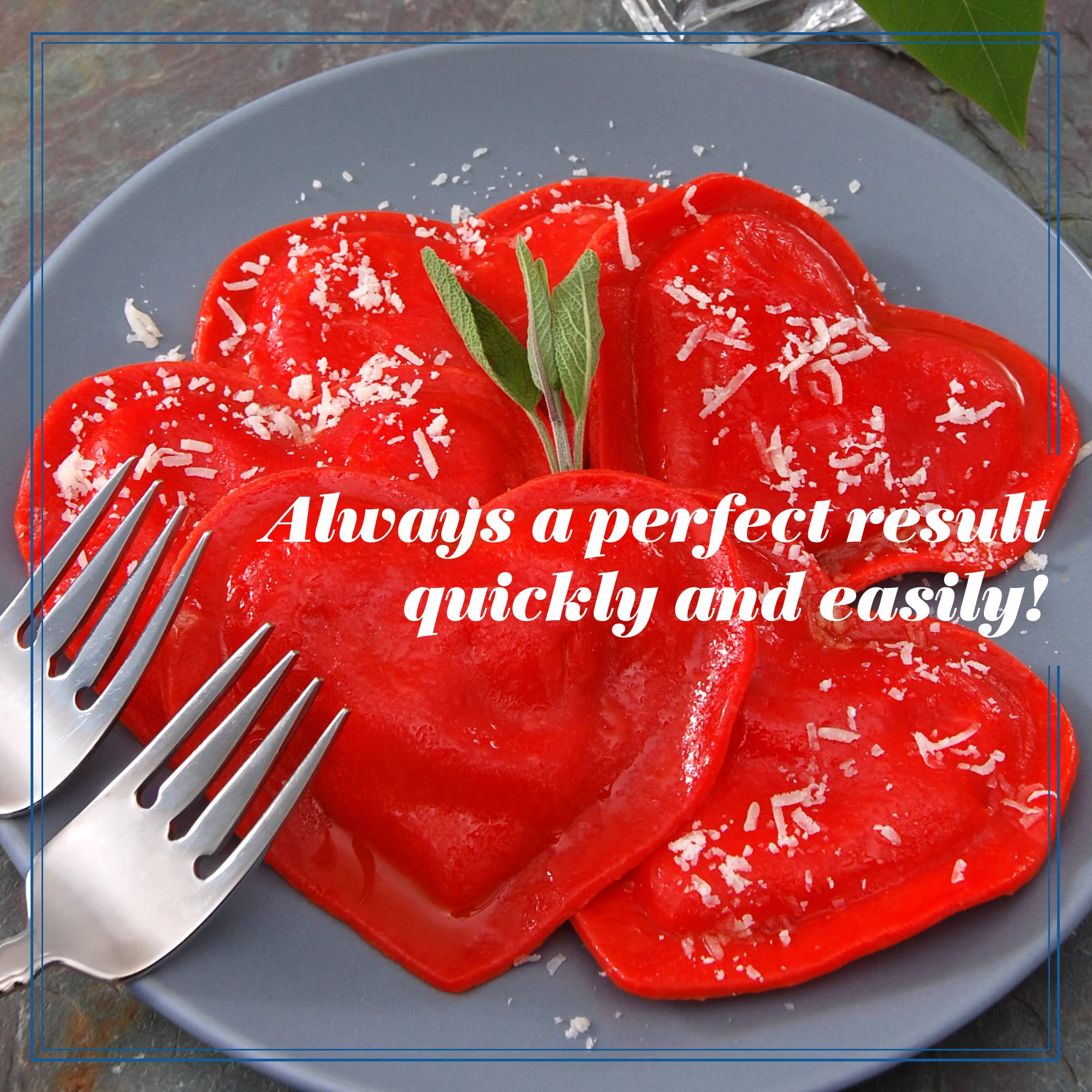 La Gondola Domowe pieczątki ravioli, kształt serca, 65 mm, włoskie narzędzie do robienia makaronu dla domu i biznesu, mosiądz i naturalne drewno, łatwy w użyciu stempel ravioli, krajalnica do
