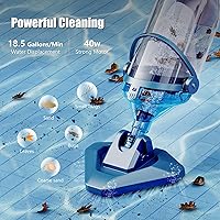 Vista 2 de Aspiradora de piscina para piscina sobre el suelo con un poste telescópico, tiempo de funcionamiento de hasta 1 hora, limpiador de piscina