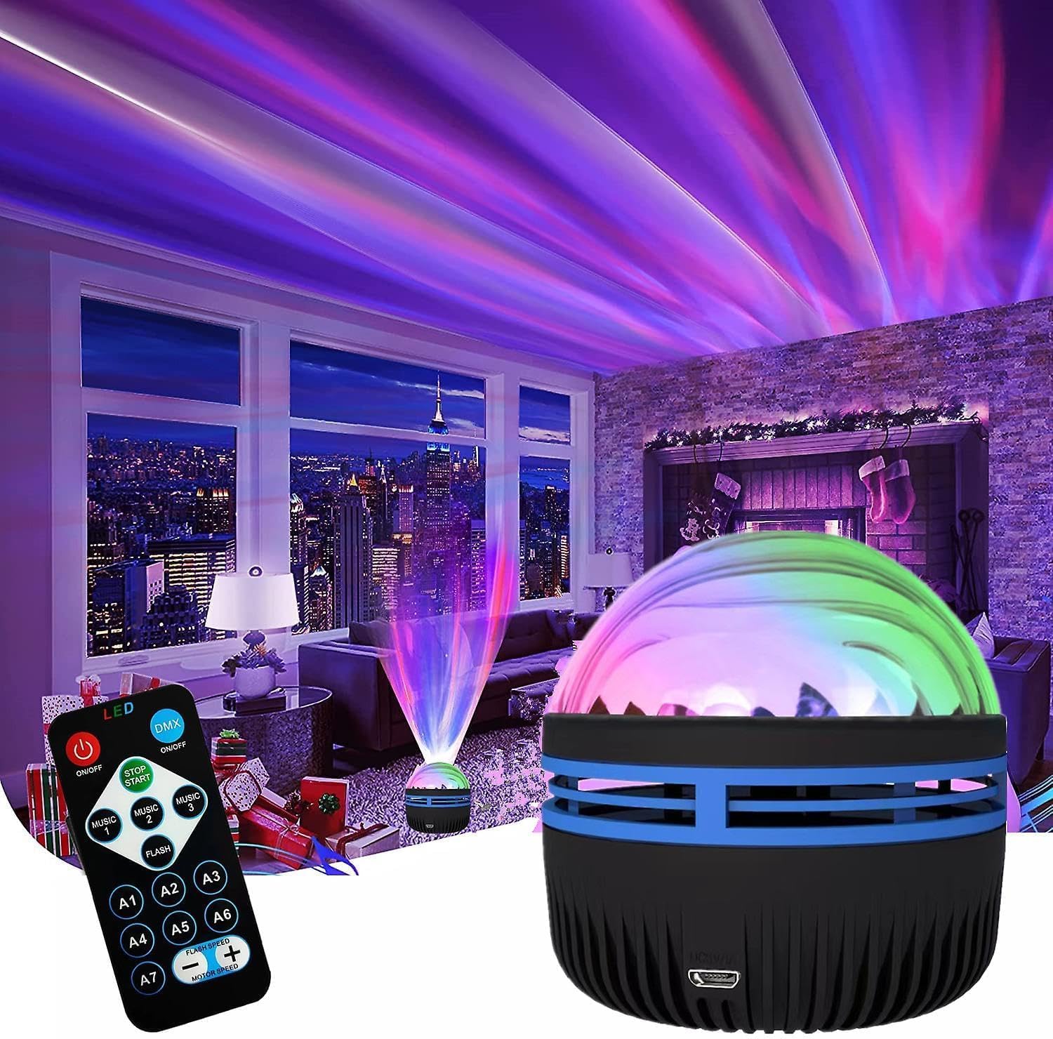 Plenteous 2 in 1 Northern Lights & Ocean Wave Projector | RGB LED Sky Galaxy Night Light with Remote | Rechargeable Projector for Bedroom, Home, Hotel, Party, DJ Night, Festival Decor Pack of 1-image-15