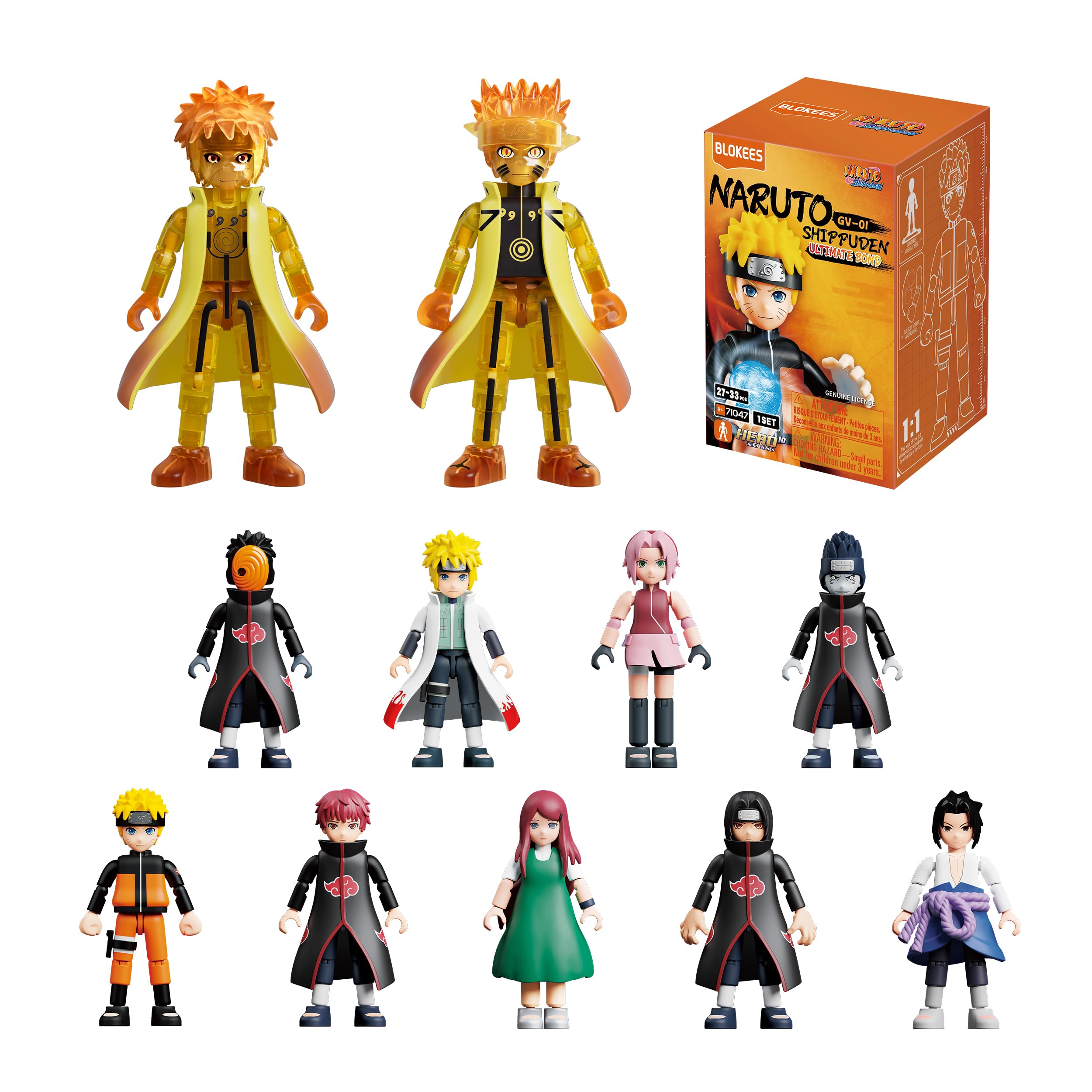 BLOKEES - Naruto Shippuden - Galaxy Version Wave 1: GV01-Ultimate Bond - Mystery Box Set - 9 Model Kits - Assembly Required - No Tools - No Cutting - No Paint - No Glue - Age 10+