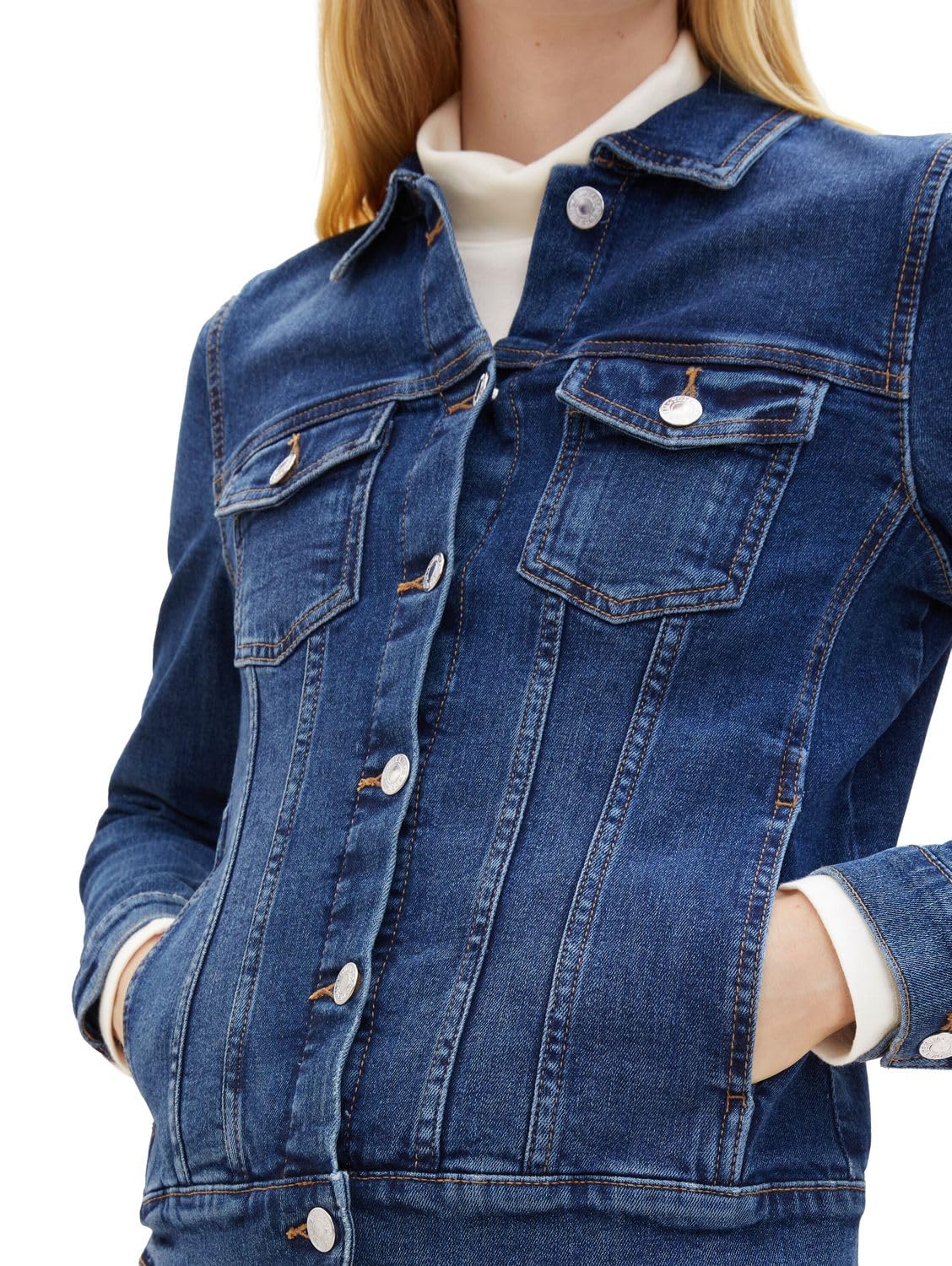 TOM TAILOR Denim Damska kurtka dżinsowa, 10119 - Used Mid Stone Blue Denim, M