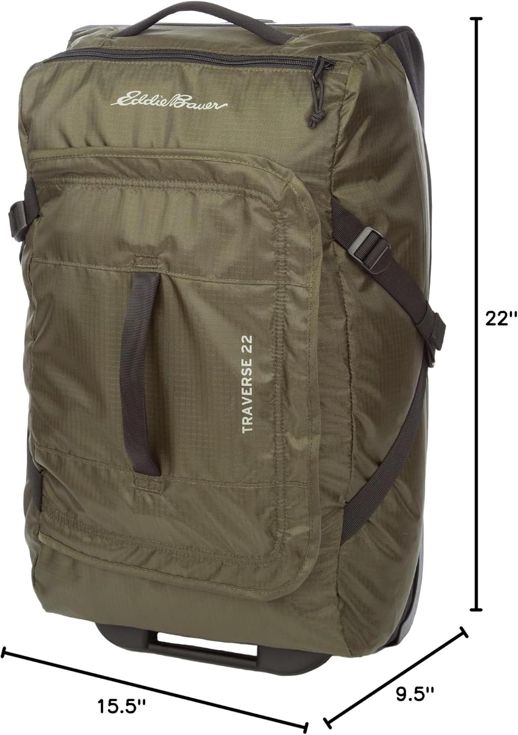 Eddie Bauer Traverse Luggage | Roller Wheels | Telescoping Handle | Travel | Vacation | Ripstop Nylon - Dark Loden, 22" - Image 8