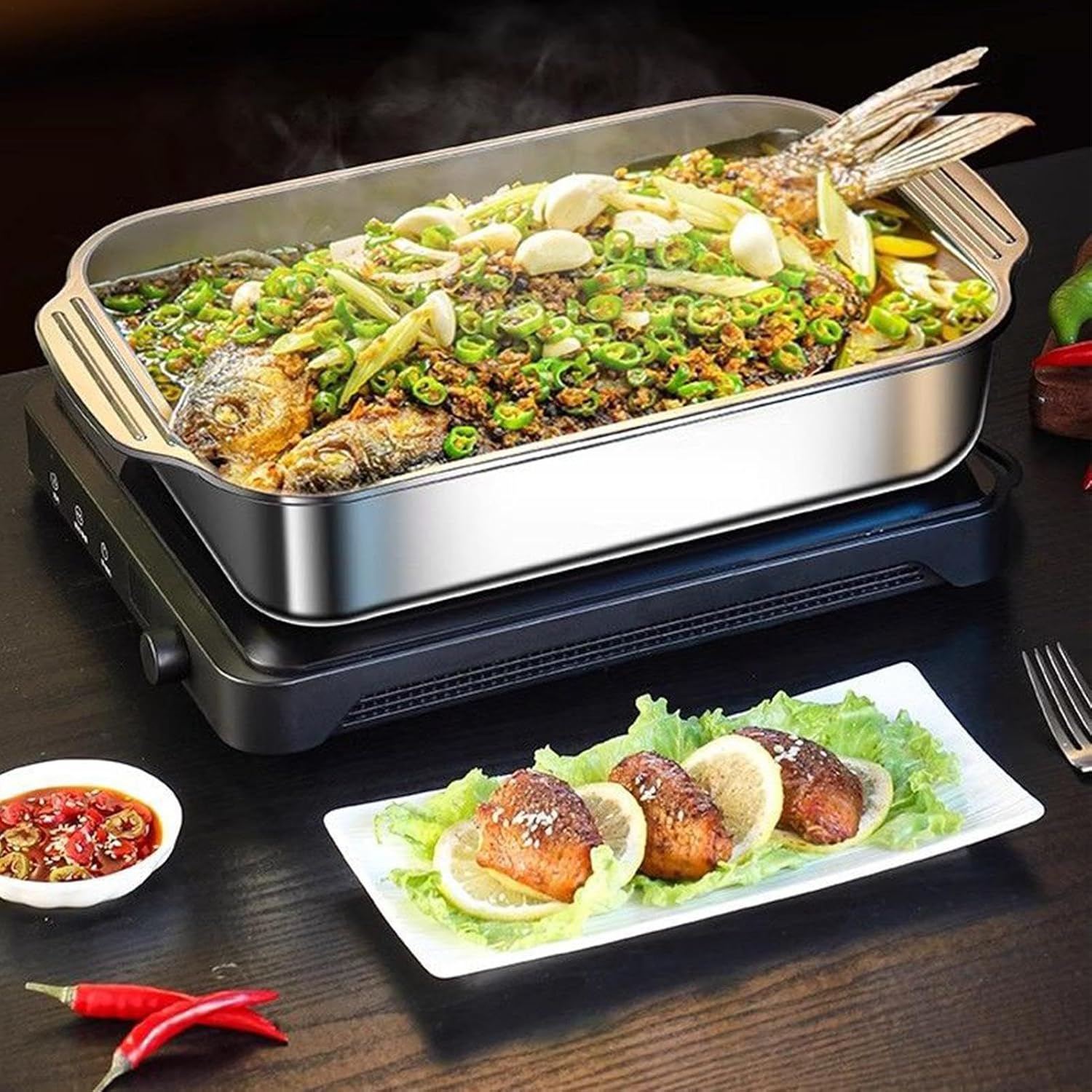 Stainless Steel Baking Pan - Tray Dish With Lid And Handle, 1pc Rectangle Cake Bakeware For Bread, Mirror Finish Roasting Tin, Hardware, Heavy Duty Oven Sheet For Cookie, Lasagna And Gratin
