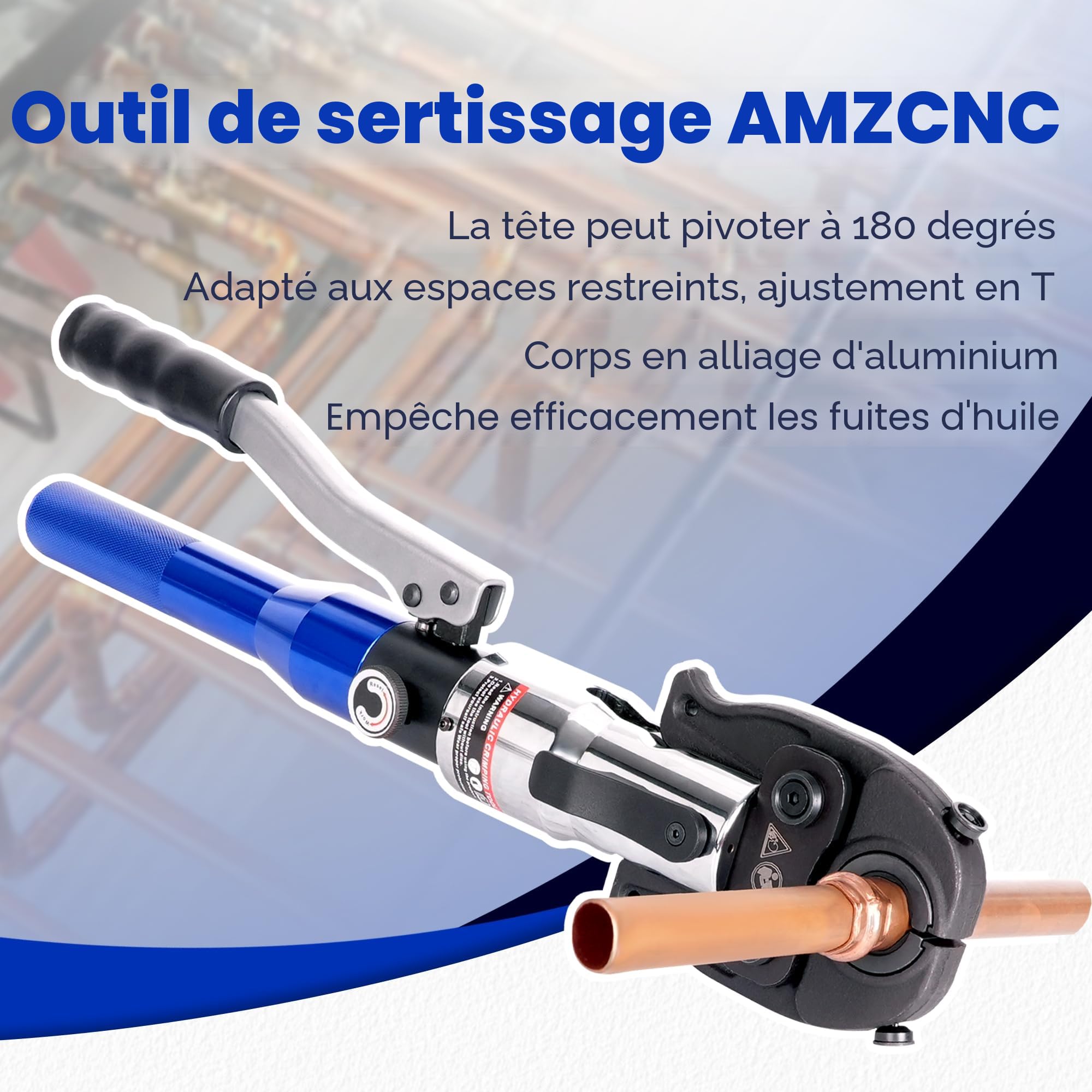AMZCNC Pince à sertir professionnelle avec contour en V et TH - Pour tube en cuivre, tube en acier inoxydable, tuyaux en acier inoxydable et tuyaux composites V12 V15 V18 V22 V28 TH16 TH20 TH26 TH32