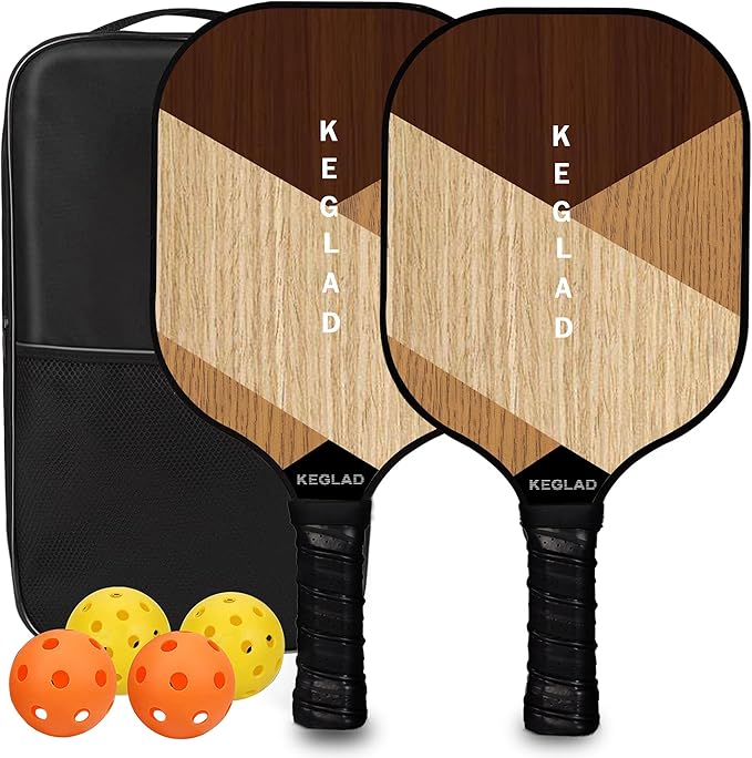 KEGLAD Pickleball Paddles, Graphite Pickleball Paddles Set of 2, Lightweight Pickleball Set with 4 Pickleball Balls and 1 Carrying Bag, Pickleball Rackets Gifts for Women Men