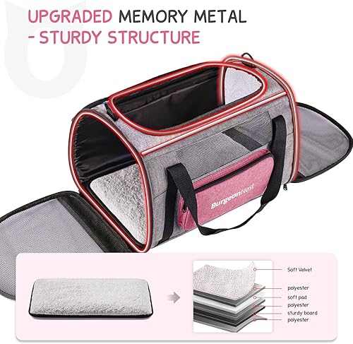 Miniatura 4 de BurgeonNest Transportadores para gatos para cachorros medianos de menos de 25 libras, transportador de mascotas para gatos con bolsa lateral única,