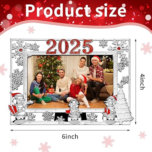 Miniatura 2 de Huwena 2 portarretratos de Navidad 2025 de 4 x 6 pulgadas, marco de fotos de metal con parte delantera de cristal, regalos de Navidad, decoración de