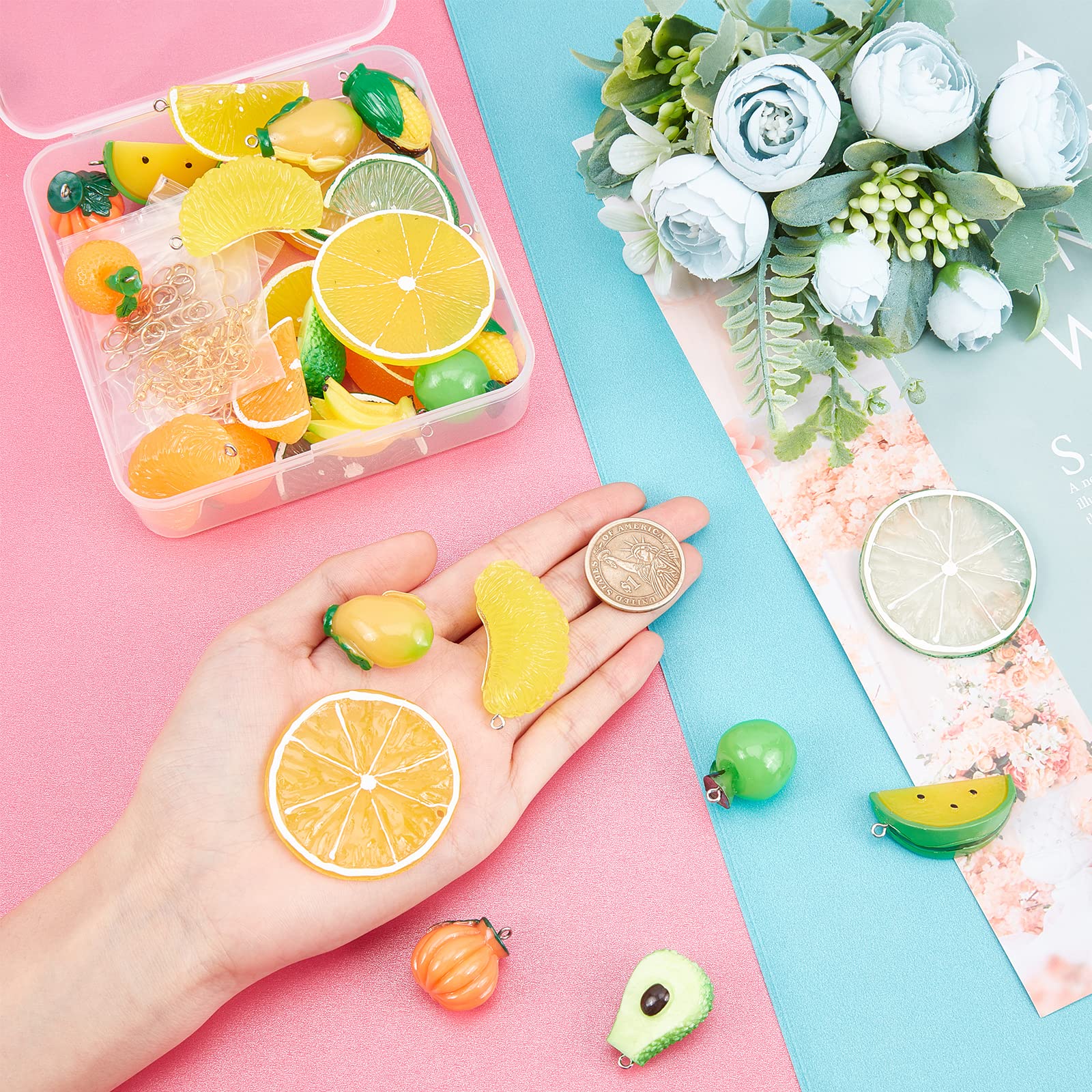 32 Ciondoli Smaltati A Forma Di Frutta - Placcati Oro - Limone, Anguria, Fragola, Mela Per Gioielli Fai Da Te - 4