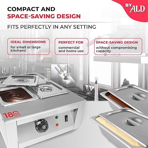 Miniatura 7 de ALDKitchen Olla para derretir chocolate  Derretidor de chocolate con control manual para uso doméstico o panadería  4 tanques para 18 libras (17.6