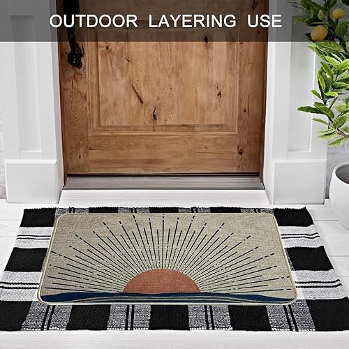 Vista 22 de Divertidos tapetes para puerta de entrada y exteriores, tapetes bohemios para entrada, tapete de goma antideslizante, absorbente y resistente a