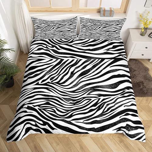 Feelyou Zebra Bedding Duvet Cover Set Twin Size Animal Print