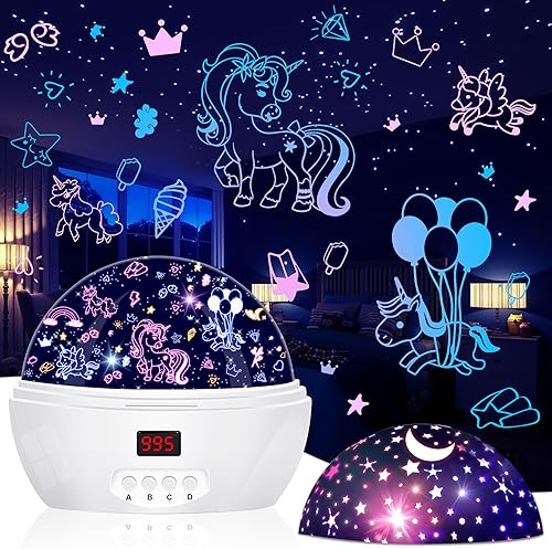 Miniatura 1 de Proyector de unicornio de luz nocturna para niñas, proyector de luces de estrellas para techo de niños, decoración de dormitorio, regalos para niñas