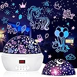 MOKOQI Unicorn Projector Night Light for Girls, Star Lights Projector for Ceiling Kids Bedroom Decor Gifts for 3-6 Year Old Girl Night Light Projector with Timer, Christmas Birthday Gift for Girls