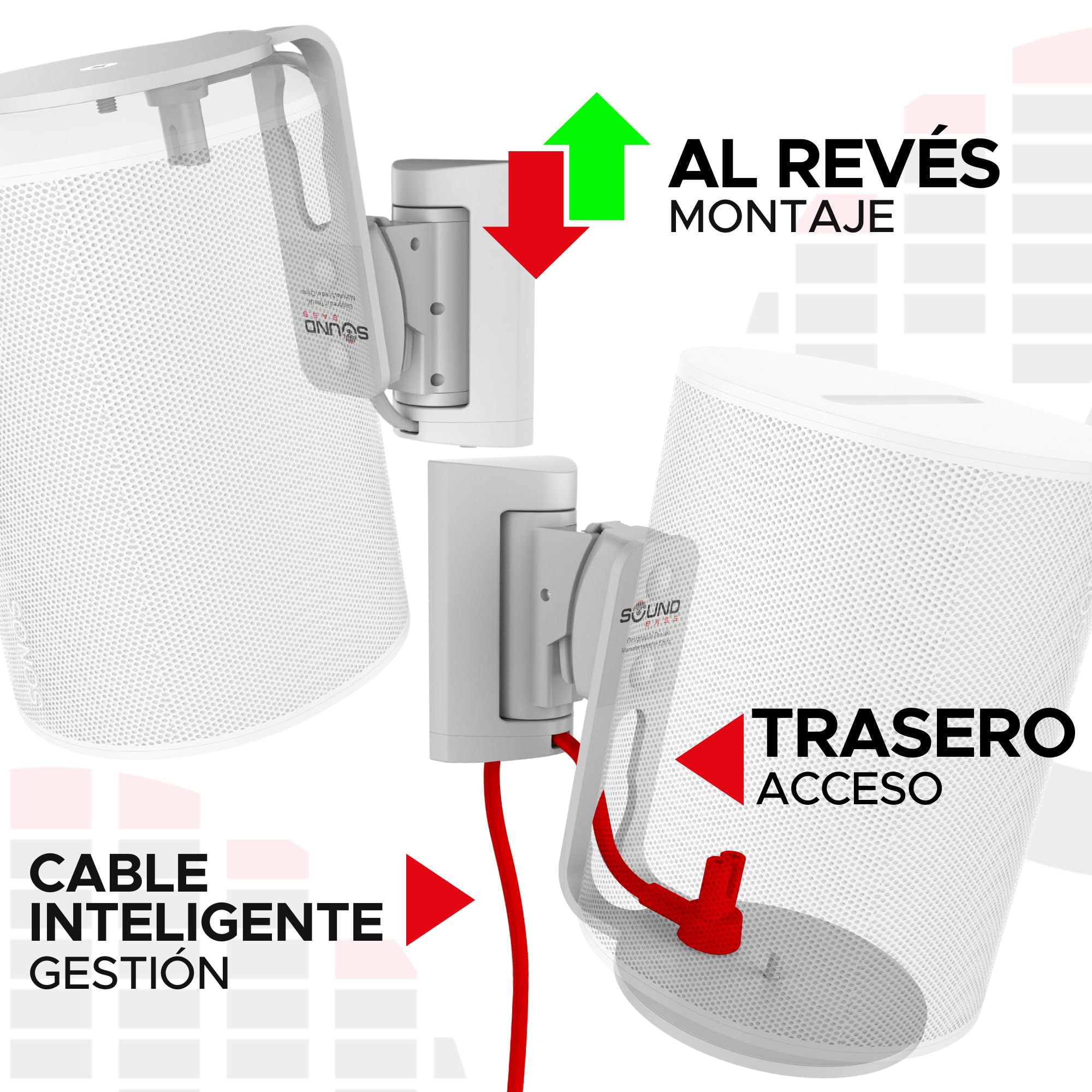 Sound bass Soporte de Pared ERA 100 - Inclinable y Giratorio, Blanco, Doble (2 uds), Compatible con Sonos ERA100 & ERA 100 SL, Instalación Fácil, Incluye Kit de Montaje