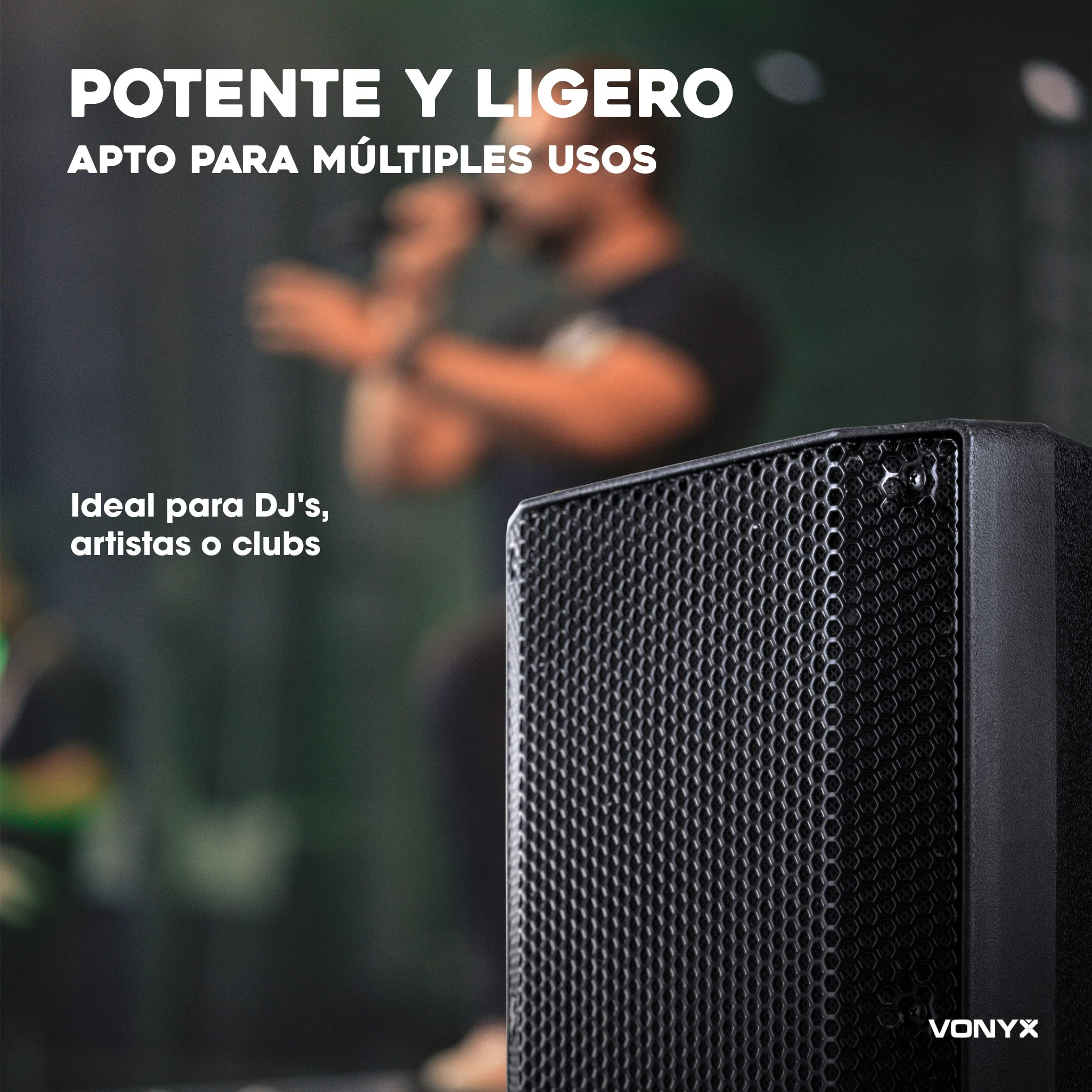 Vonyx VSA08BT - Altavoz Activo biamplificado Bluetooth 5.0-250 vatios, Woofer de 8 Pulgadas, Montaje en pie, Reproductor de MP3, Pantalla LCD, Ideal para DJs móviles y para animar Tus Noches
