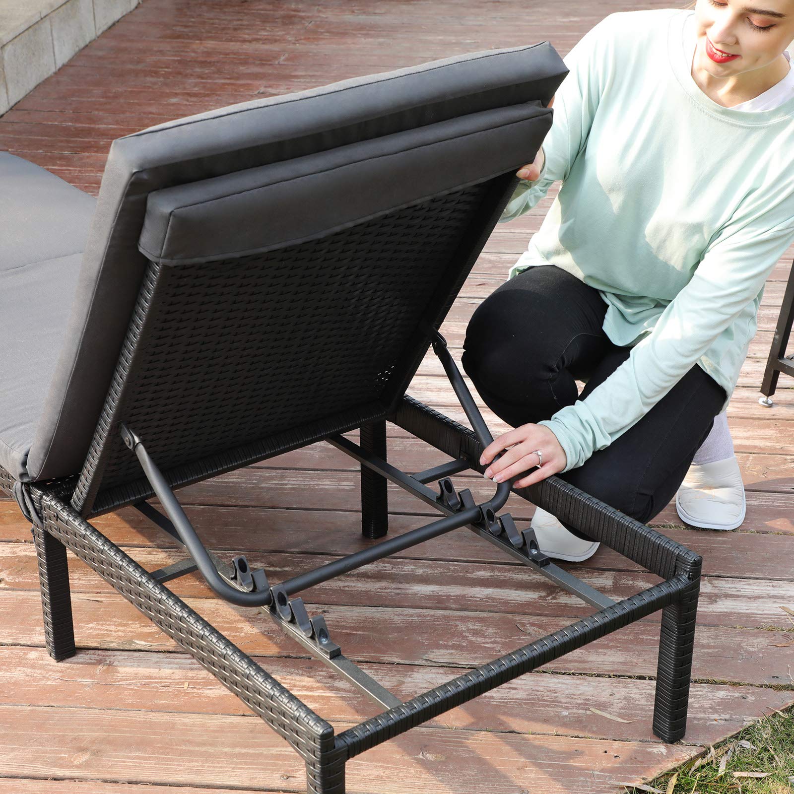 Songmics Ligstoel, Ligstoel, Tuinligstoel, Met Zonne Verstelbare Rugleuning Opklapbaar Licht 55 X 193 X 31 Cm Belastbaar Tot 150 Kg Tuin Balkon En Terras Antraciet 617360412