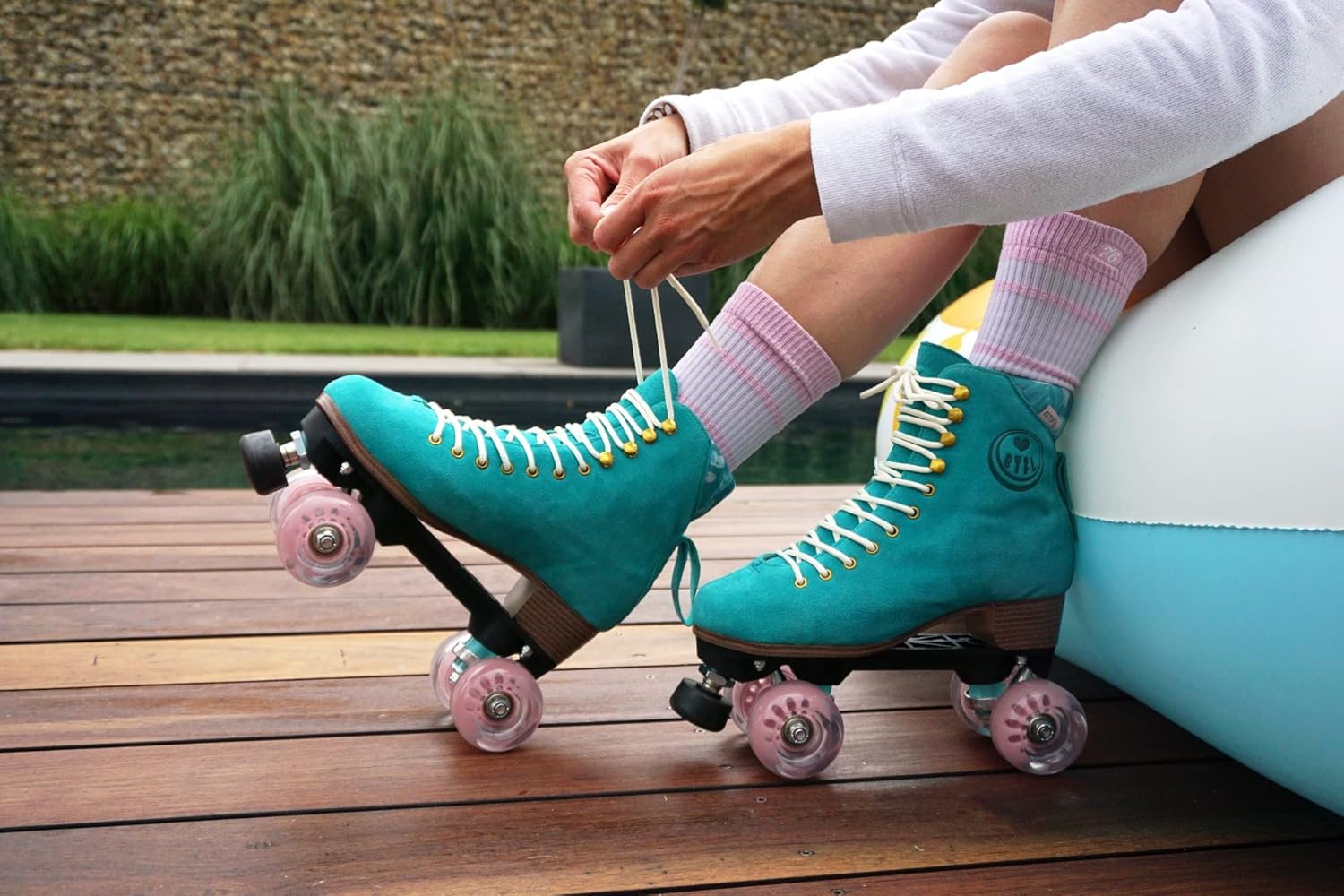 BTFL Artistic Pro Roller Skate Women & Men - Retro Suede Boot - Indoor, Outside, Rink, & Rhythmic Roller Skates Black, Blue, Gray, Green, Pink, White