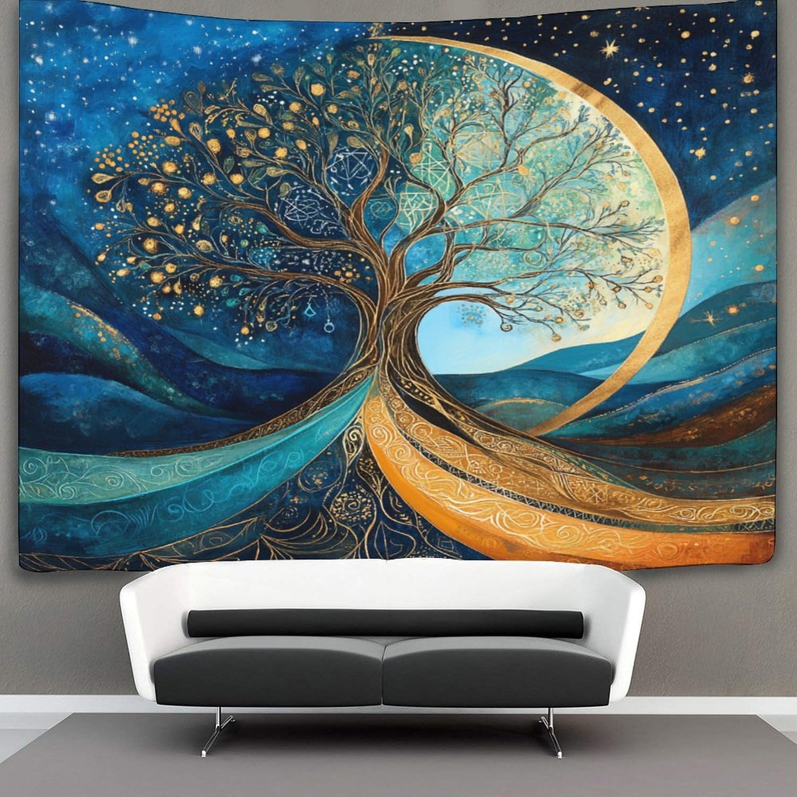 Kaiyun Style-10 Tree Of Life Tapestry Bedroom Aesthetic - Indie Wall Tapestry Room Decor Tapestrys Tapestry Geometric And Astrological Imagery Wall Hanging,Wall Art 180Cmx230cm