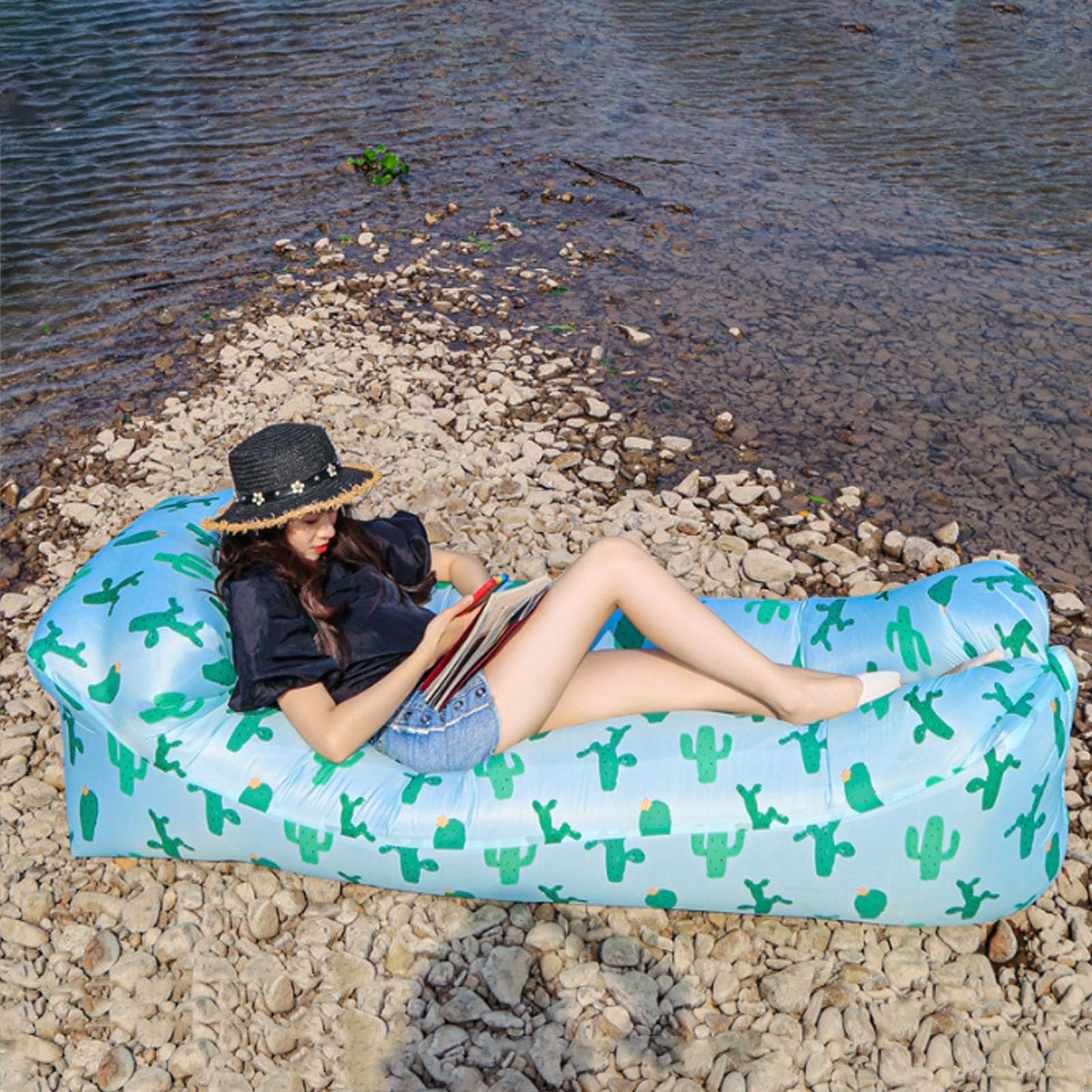 Inflatable Lounger, Air Sofa Chair, Camping & Beach Accessories, Portable Water Proof Couch for Hiking, Picnics, Outdoor, Music Festivals & Backyard, Lightweight Air Hammock (180x80cm / 70.9x31.5in)
