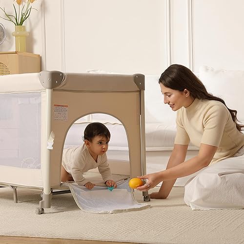 Miniatura 6 de Pack and Play, Moisés para bebés junto a la cama, cuna portátil, mesa para cambiar pañales y patio de juegos para bebé - Malla transpirable y marco