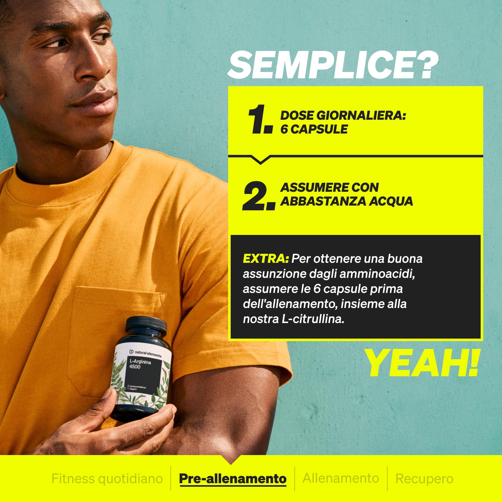 L-Arginina – 365 capsule vegane – 4500 mg di L-arginina HCL vegetale per dose giornaliera (3750 mg di L-arginina pura) – ad alto dosaggio – prodotta e testata in laboratorio in Germania