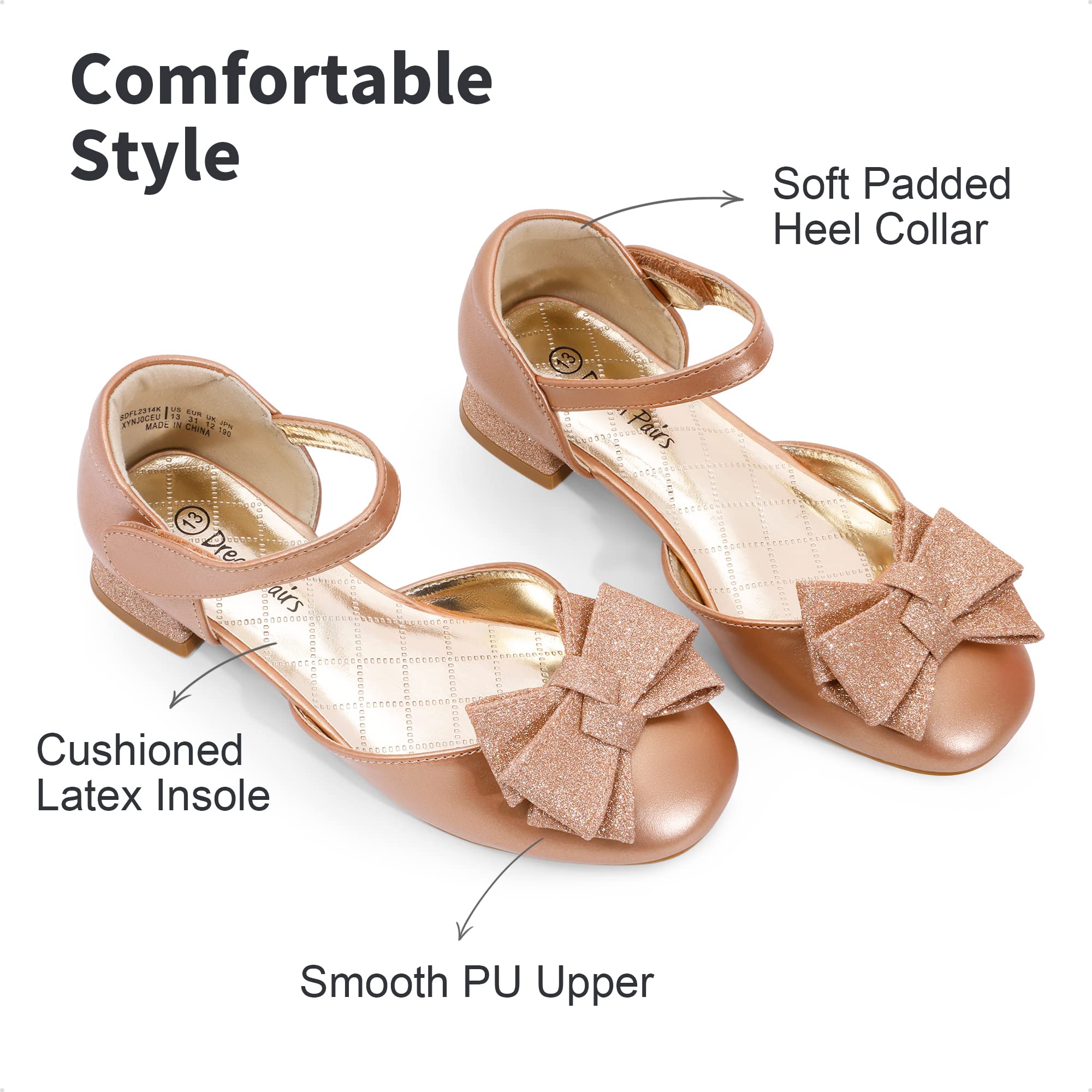 DREAM PAIRS Kids Zapatos de Tacón de 2.3cm Niña Bailarinas Chica Princesa con Plantillas Acolchada