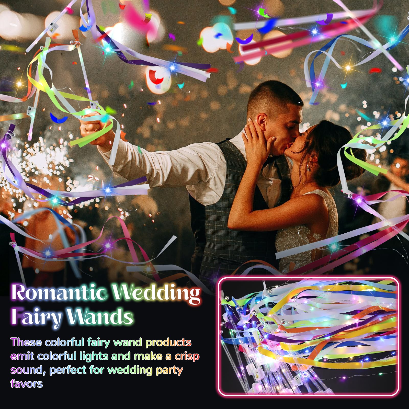 100 varitas de boda, varita iluminada para boda con LED, cintas de colores para enviar bodas, cumpleaños, conciertos, eventos de fiesta de Navidad