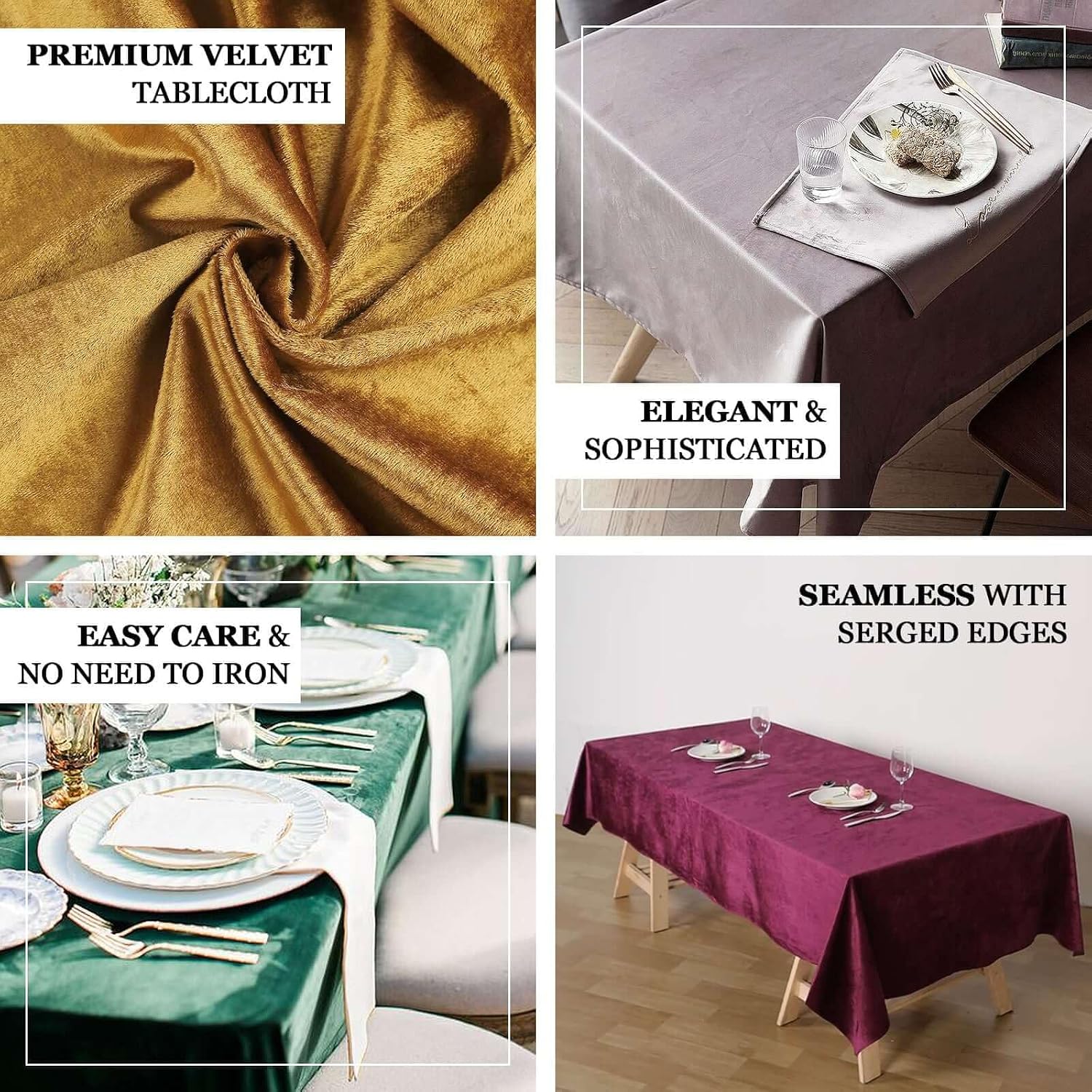 Efavormart Sage Green Seamless Premium Crushed Velvet Rectangle Tablecloth - 60"x102"