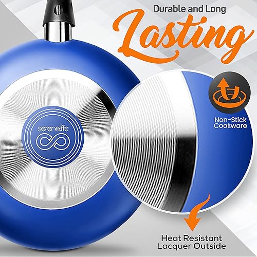 Miniatura 3 de SereneLife Utensilios de cocina Ollas y sartenes básicas utensilios de cocina revestimiento antiadherente negro lacado resistente al calor juego de