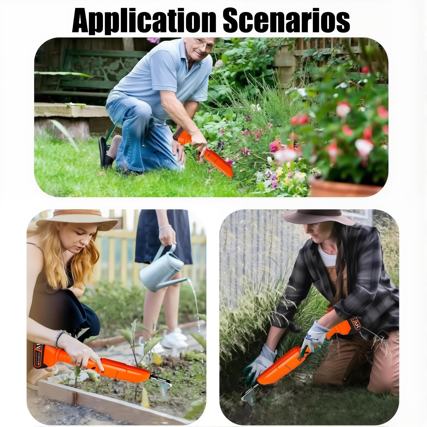 Zappa e Diserbatore Elettrico, Fresa da Giardino Senza Fili con 1/2 Batterie & Asta Lunga, Mini Zappa Elettrica per Scavare, Diserbare e Ammorbidire Il Terreno, 2 Paia di Guanti Two Batteries