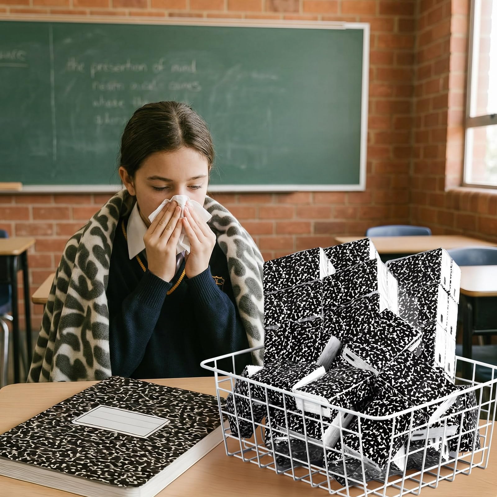 Ctosree Confezione da 50 fazzoletti tascabili per insegnanti, classi e viaggi, confezione da 500 fogli piccoli per quaderni, 3 veli, formato mini da viaggio, singoli (libro di composizione)