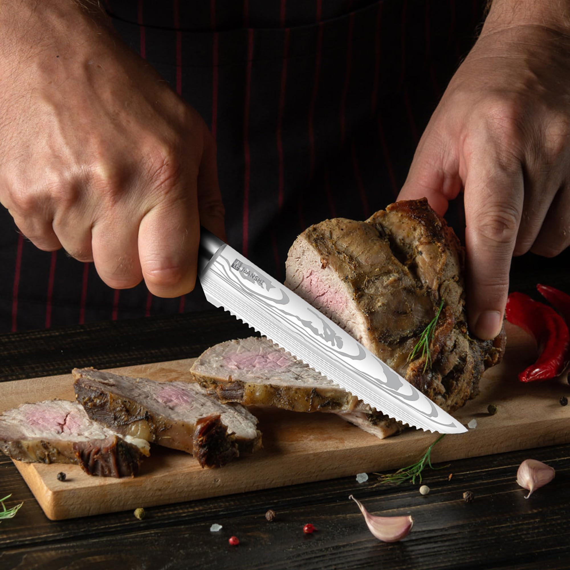 JUANSHI® Coltelli da Cucina Coltello professionale Coltello da chef Coltello da pane Coltello Santoku Coltello da cucina (Coltello da bistecca 11,4 cm)