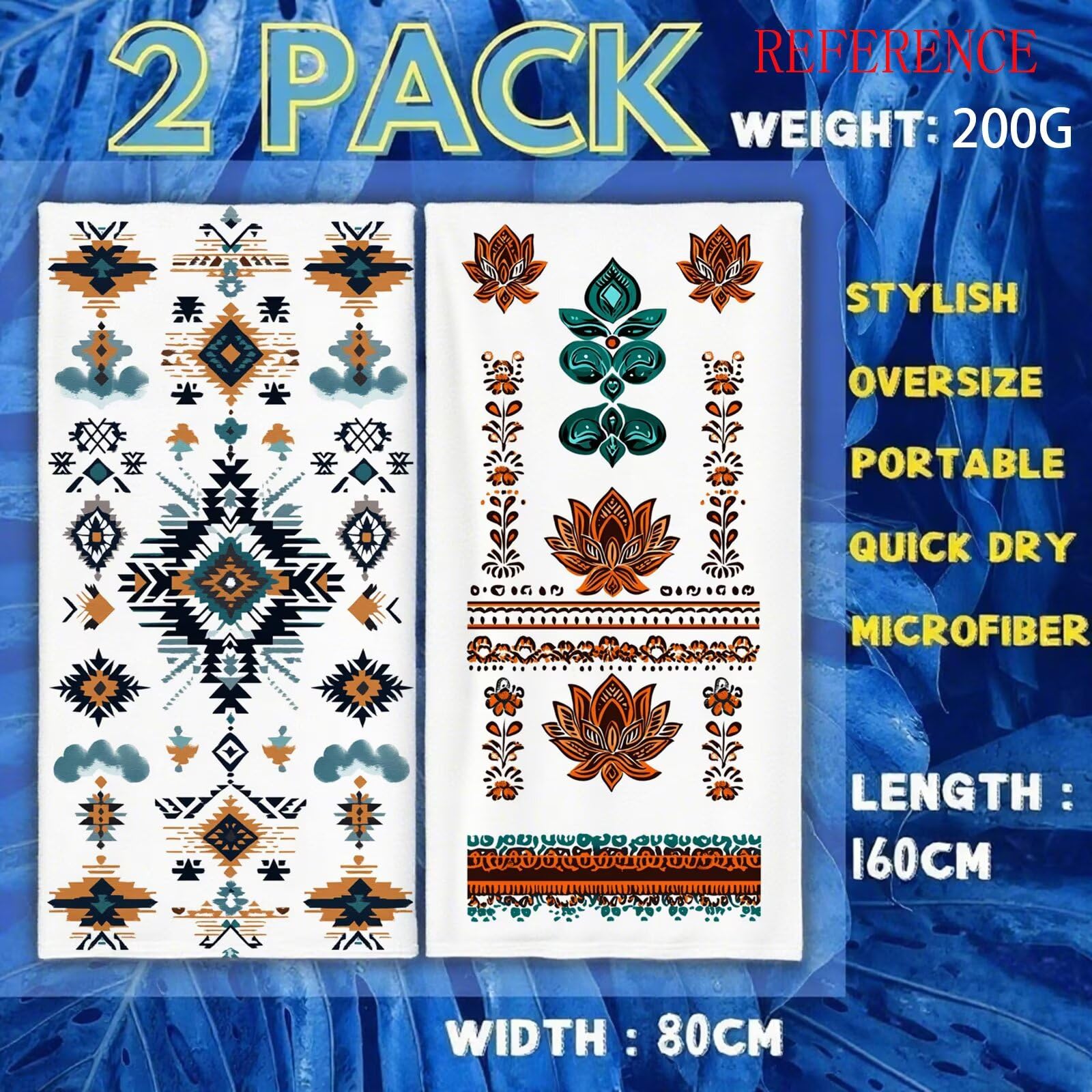 Ręcznik plażowy Turcja, ręcznik z mikrofibry, prostota, duży ręcznik kąpielowy, 100 x 220 cm, ręcznik do sauny, 2 sztuki, koc plażowy, bez piasku, super chłonny ręcznik sportowy, ręcznik do pływania