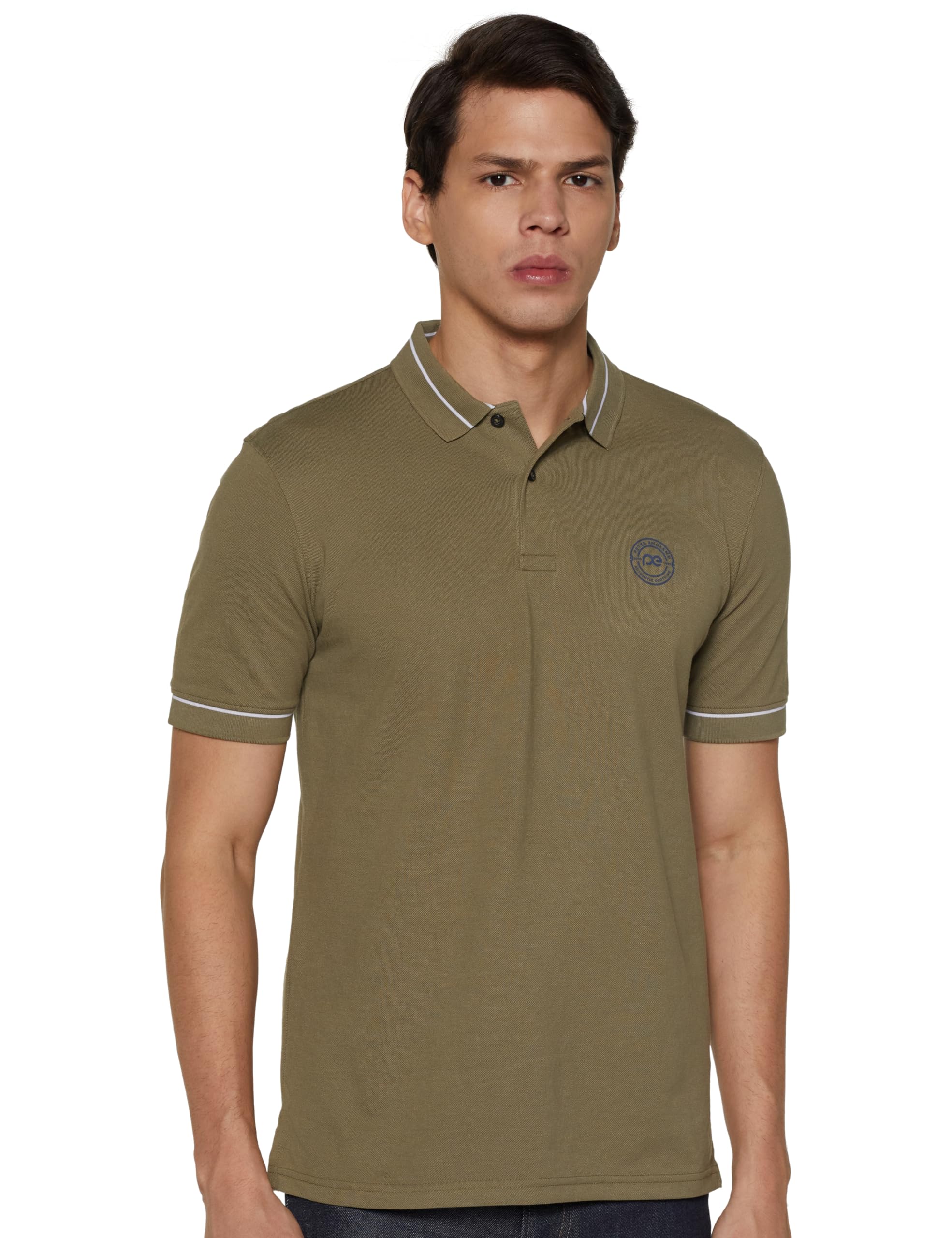 Men's Regular Fit Insignia Half Sleeve Polo T-Shirt | Cotton Rich | Premium Pique Weave