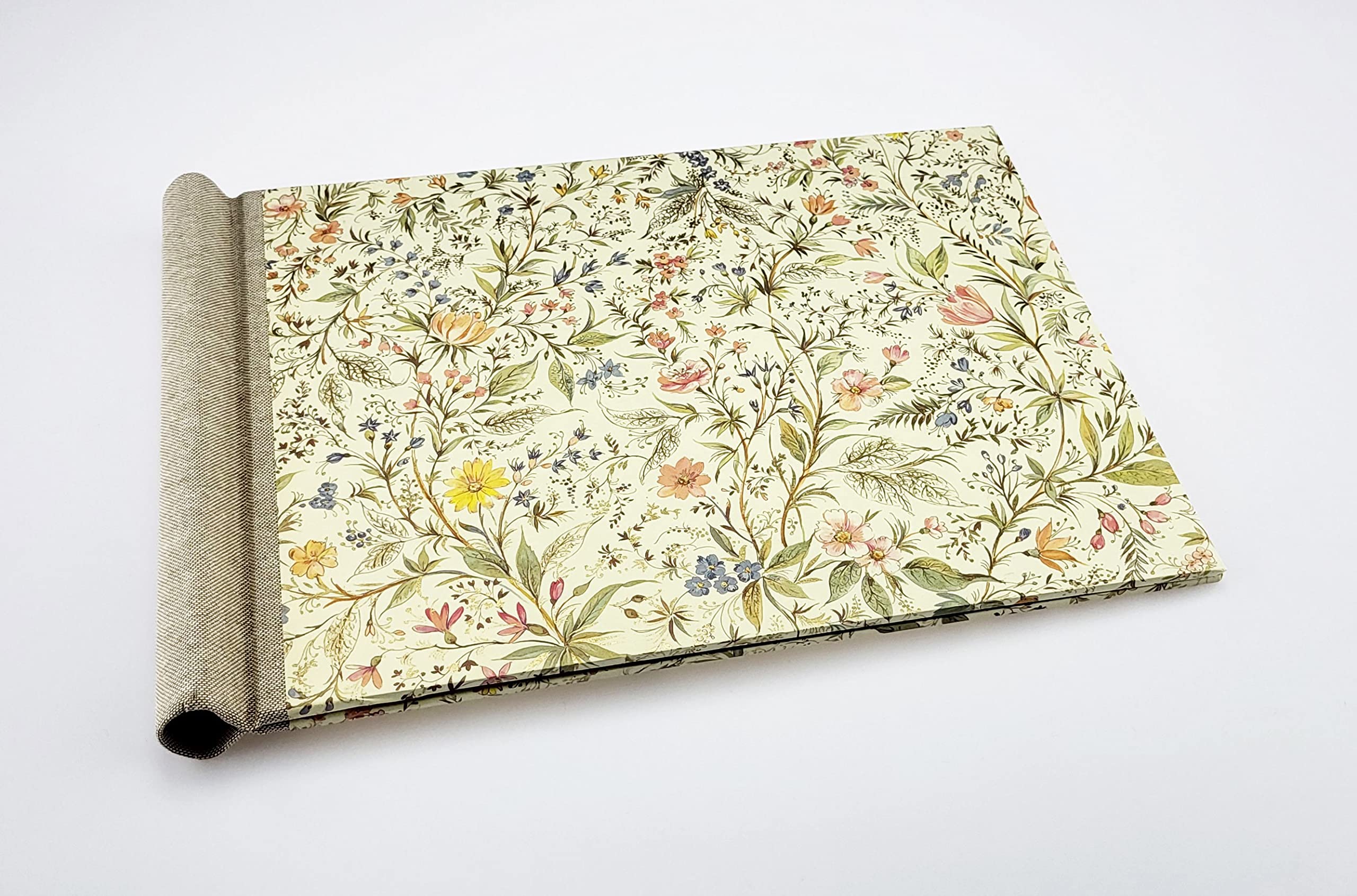 Klemmbinder Primavera Naturleinen, A4 QUER Multicolor mit Goldakzenten
