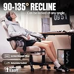 Dowinx Gaming Chair Fabric with Pocket Spring Cushion, Ergonomic Computer Chair with Footrest, Gamer Chair for Adults, Home Office Game Chair with Massage Lumbar Support(Beige Brown)
