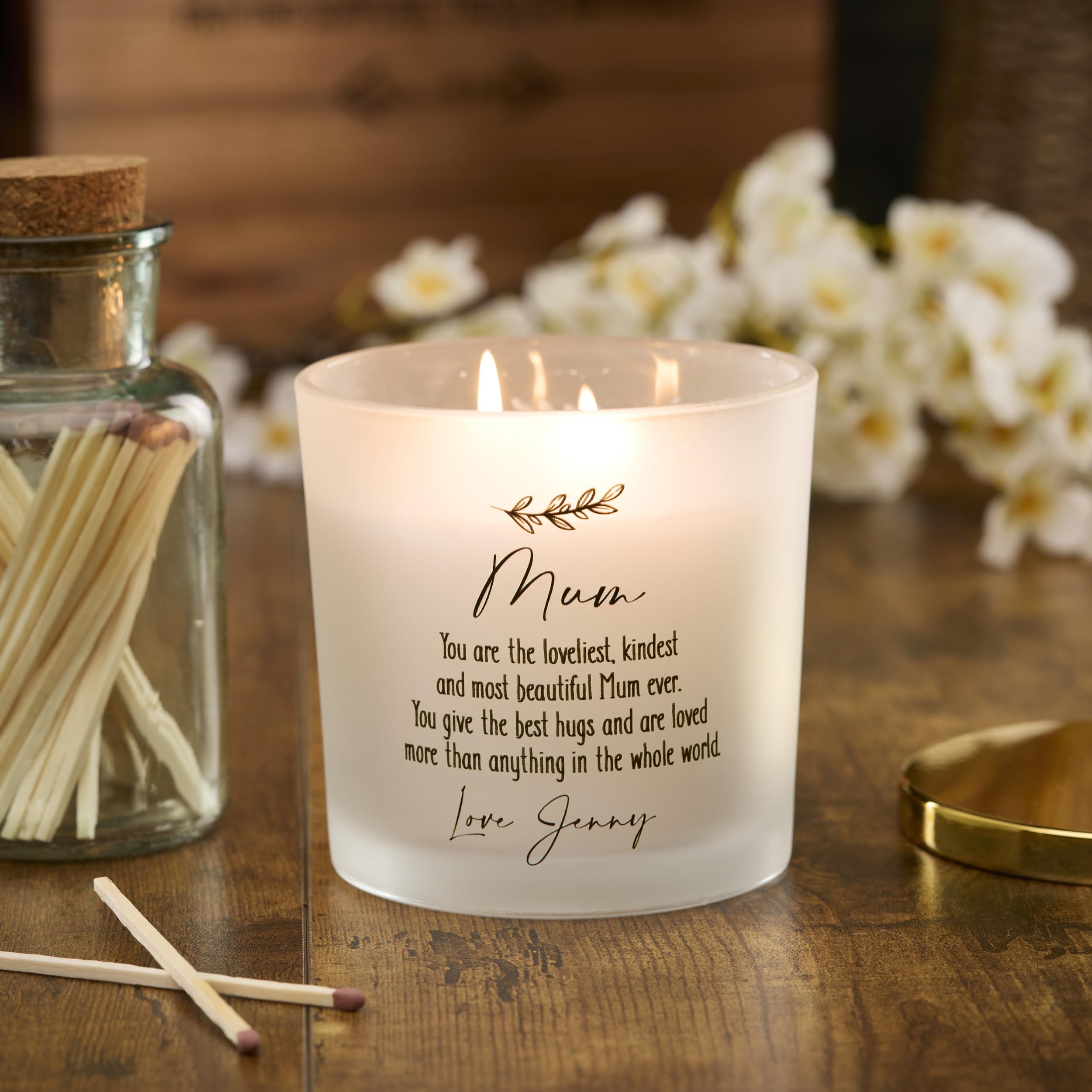 Personalised Large Double Wick Candle Gift for Mum with Sentiment (French Cade Lavender)