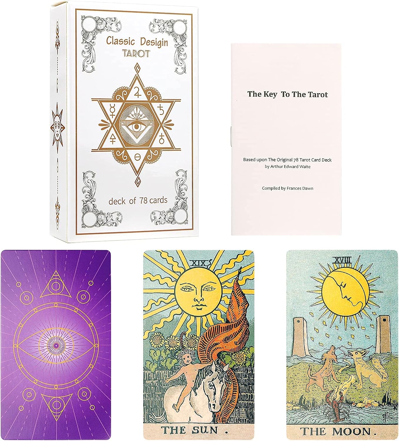 FancyMagic Original Tarot Cards Deck for Beginners and Expert with Guidebook Designed with Eye of The Occult Original Pamela Colman Smith Artwork Portable Tarot Cards
