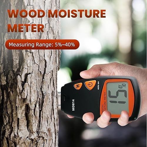 Miniatura 2 de AMTAST Digital MD814 medidor de humedad de madera 4 pines árboles de madera bambú detector de humedad con pantalla LCD rango de medición 5 - 40
