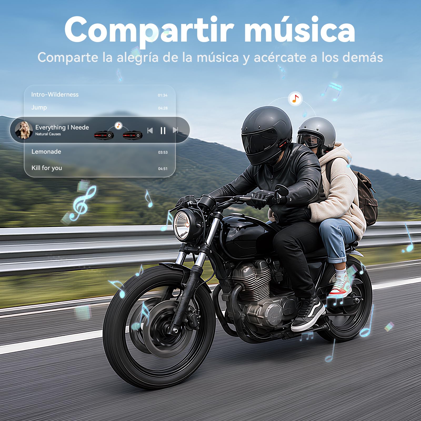 X2 Moto Intercomunicador Bluetooth Casco Auriculares para 2 Motociclistas